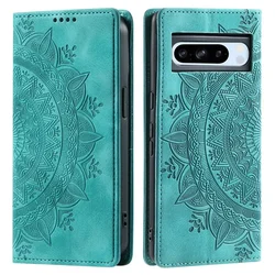 Premium Magnetic Flip Leather Wallet Phone Case with Card Holder and Book Cover Design for Google Pixel 9 Pro (Green)