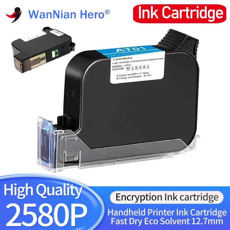 2580P Handheld Printer Ink Cartridge Printer Fast Dry Eco Solvent Print Height 12.7mm Inkjet Encryption Ink cartridge