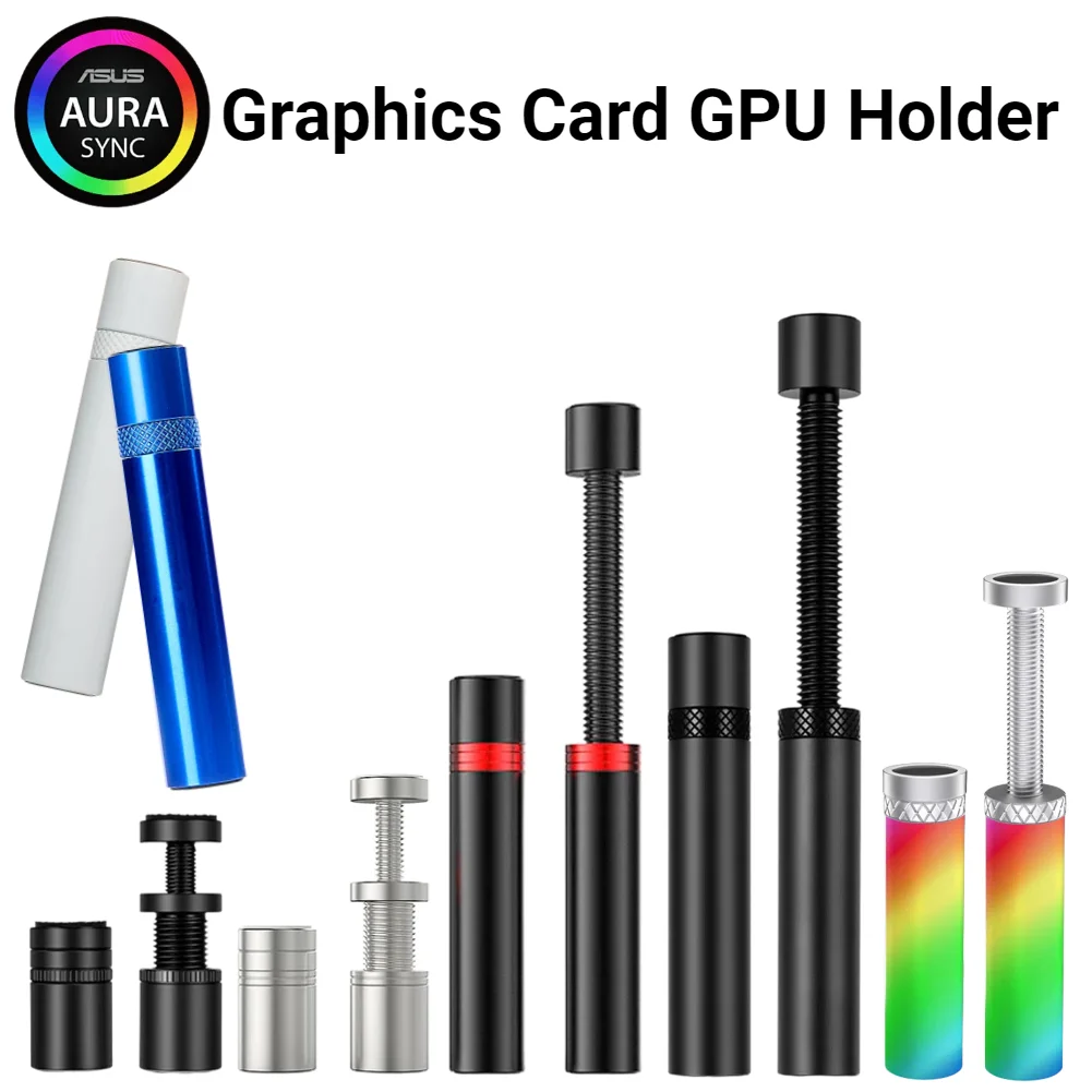 Graphics Card Holder GPU Stand GPU Bracket Aluminum Alloy ARGB Graphics Card GPU Holder Magnetic Telescopic Rotary Screw Vertical Video Card Support for Atx/m-atx/itx Case