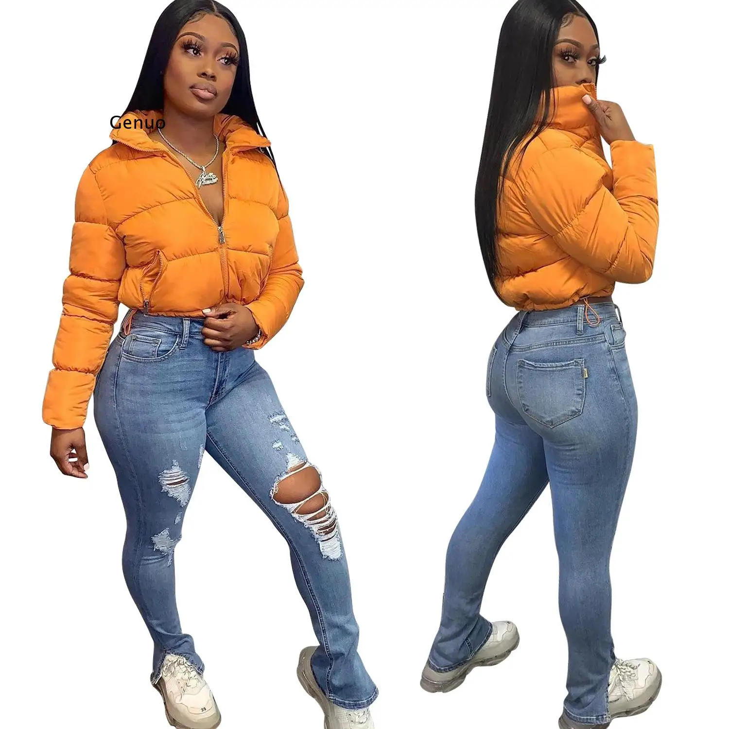 

Популярная неоновая Свободная куртка, женские пальто, осенне-зимние толстые теплые топы, Уличная Повседневная одежда, женские короткие куртки с подкладкой