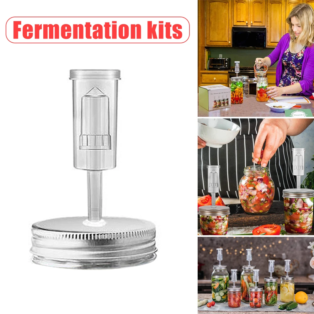 70mm/87mm Wide Mouth Mason Jar Set Wirh Fermentation Lid and Airlock Household Kitchen Supplies Sauerkraut