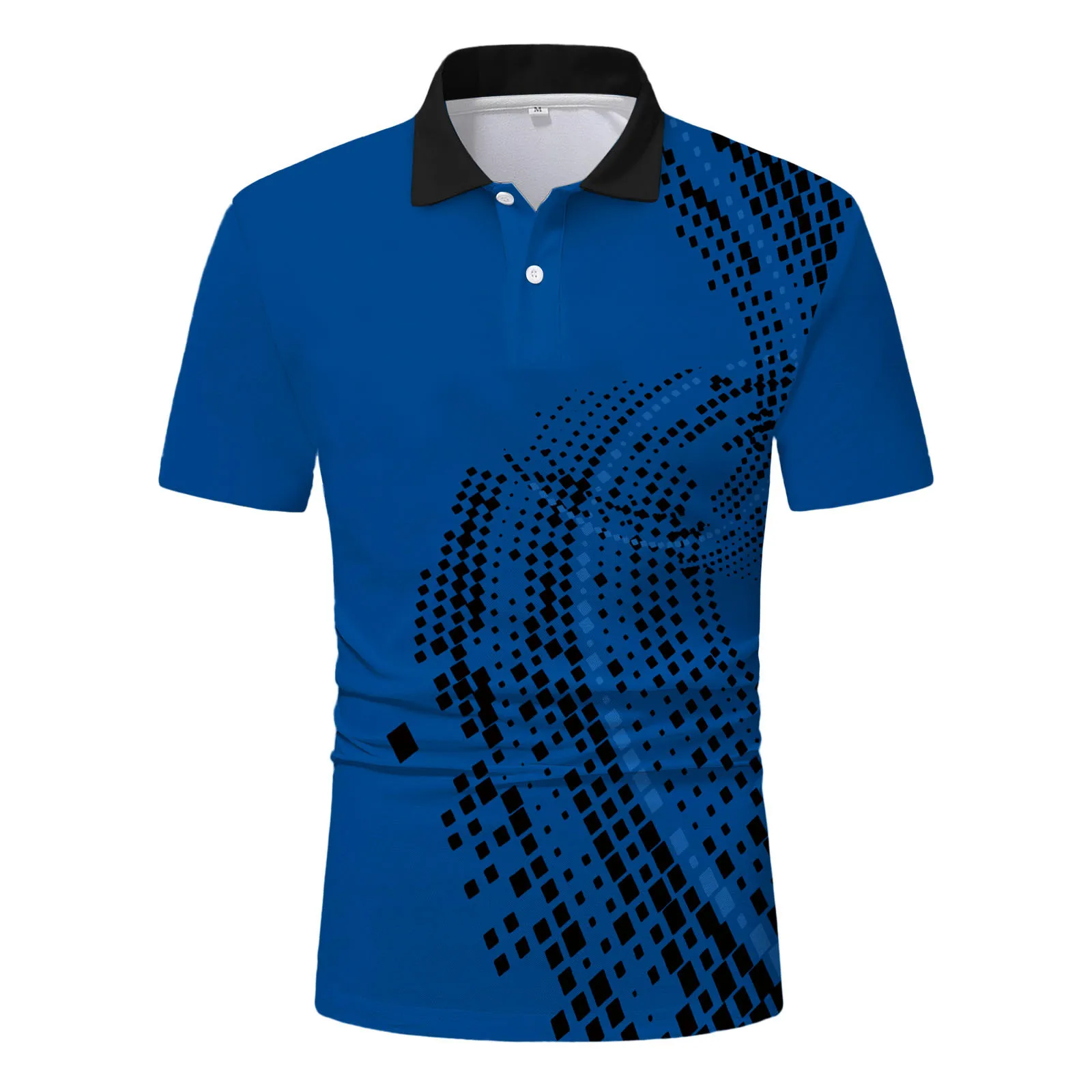 

Men Casual Summer Short Sleeve Turndown Neck Shirt Printed Top Blouse handsome Comfortable