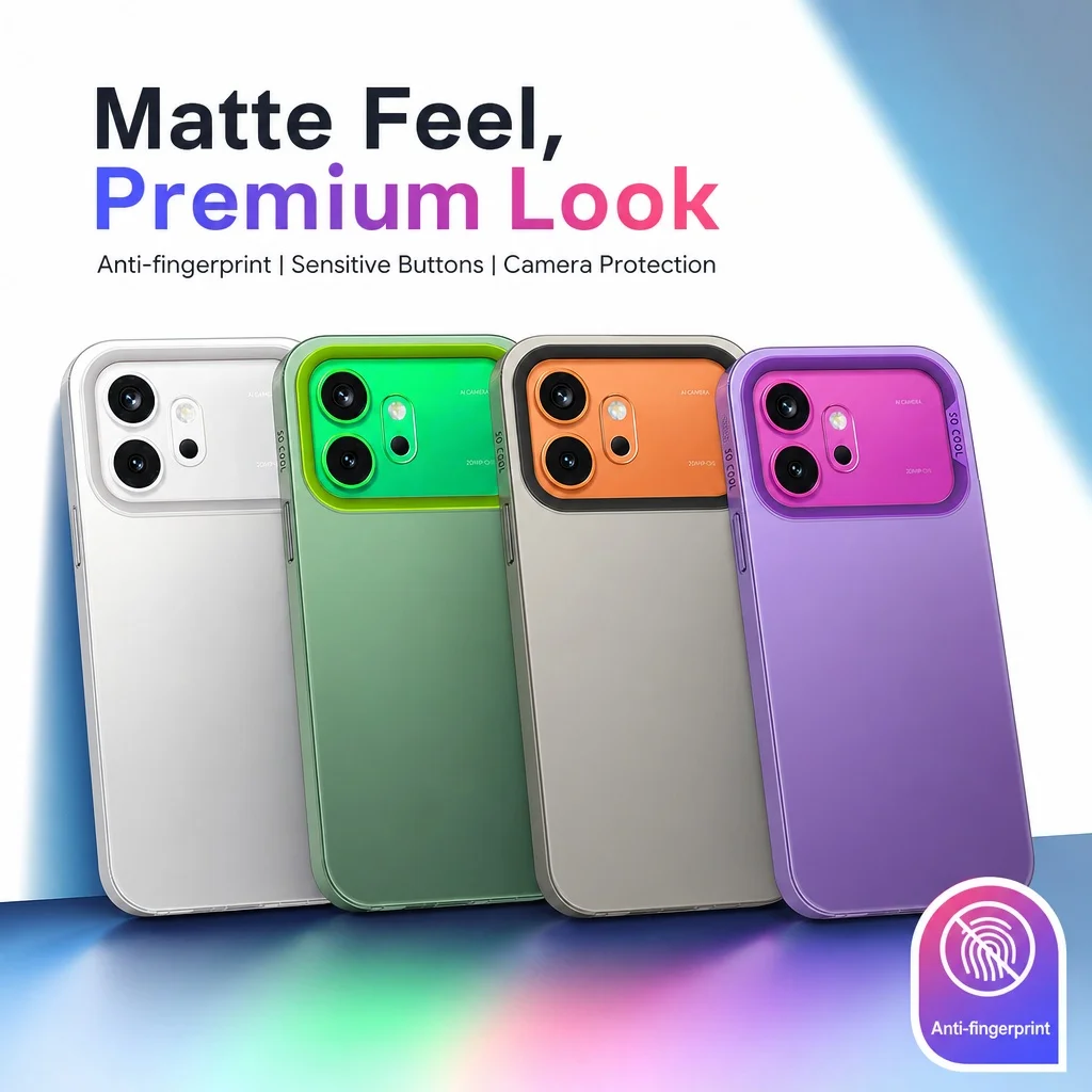 IMD Matte Metallic Textured Shockproof Phone Case with Aurora Laser Design