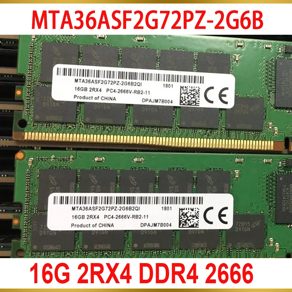 1Pcs Server Memory For MT RAM 16GB 16G 2RX4 DDR4 2666 PC4 2666V RB2 MTA36ASF2G72PZ 2G6B