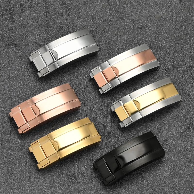 9mmx16mm Stainless Steel Clasp Rolex Submariner GMT Master Daytona Water Ghost Watch Band Solid Metal Safety Folding Buckle watch buckle clasp watch buckle