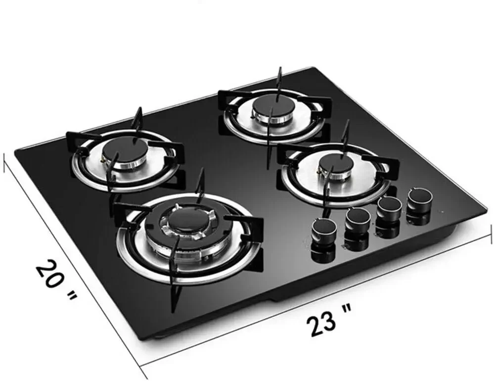 Gas Stove Cooktop Hob Panel Built In Gas Stove Tempered Glass Surface Stove Cooker LPG/NG Countertop Electronic Ignition Cast Ir 2