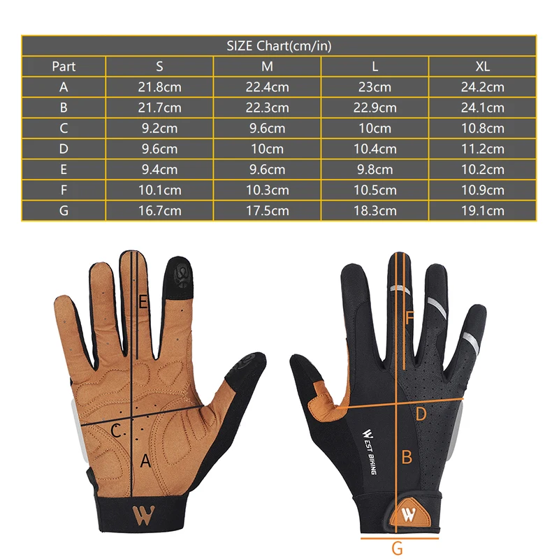WEST BIKING Cycling Gloves Men Women Breathable Full Finger Mitts Bicycle Sports Gloves Spring Autumn Gym Motorcycle Gloves 5