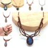Handmade Rope Braided Macrame Crystal Stone Pendant Necklace For Women Natural Labradorite Weave Adjustable Necklace Jewellery 1