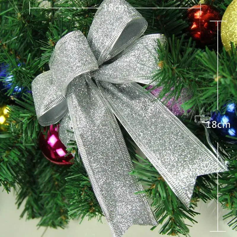 Christmas Glitter Bow Decoration Christmas Tree Bow Hanging Decoration Creative Home Holiday Party Multi-color Bow Decoration
