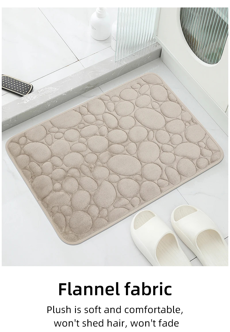 Bestickte Kieselstein-Korallenvelours-Bodenmatte, Badezimmerteppich, U-förmige Schwamm-Absorbiermatte, Fußmatte, Türmatte, Zweiteiliges Set – Detail 9