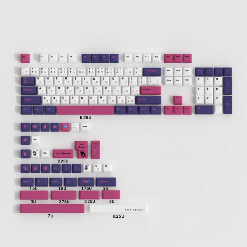 Teclado Mecânico Japonês Design Original Keycap Chuveiro Arroz Perfil Cereja Subbed Corante 140 Chaves Conjunto Iso Faça Você Mesmo Personalizado