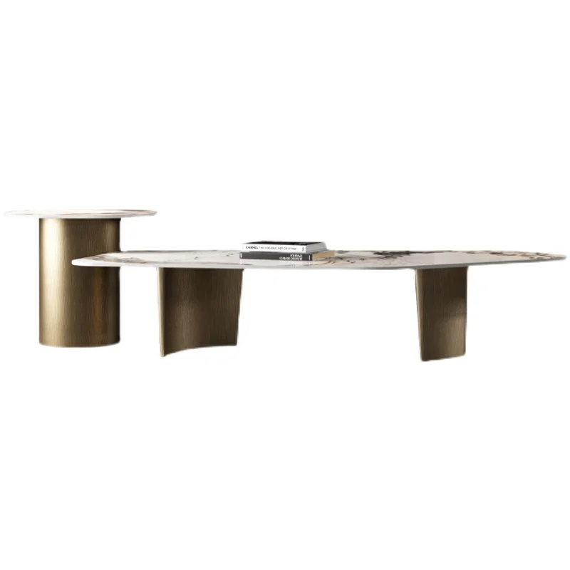 

Rock slab shaped coffee table with simple size and Italian style layout