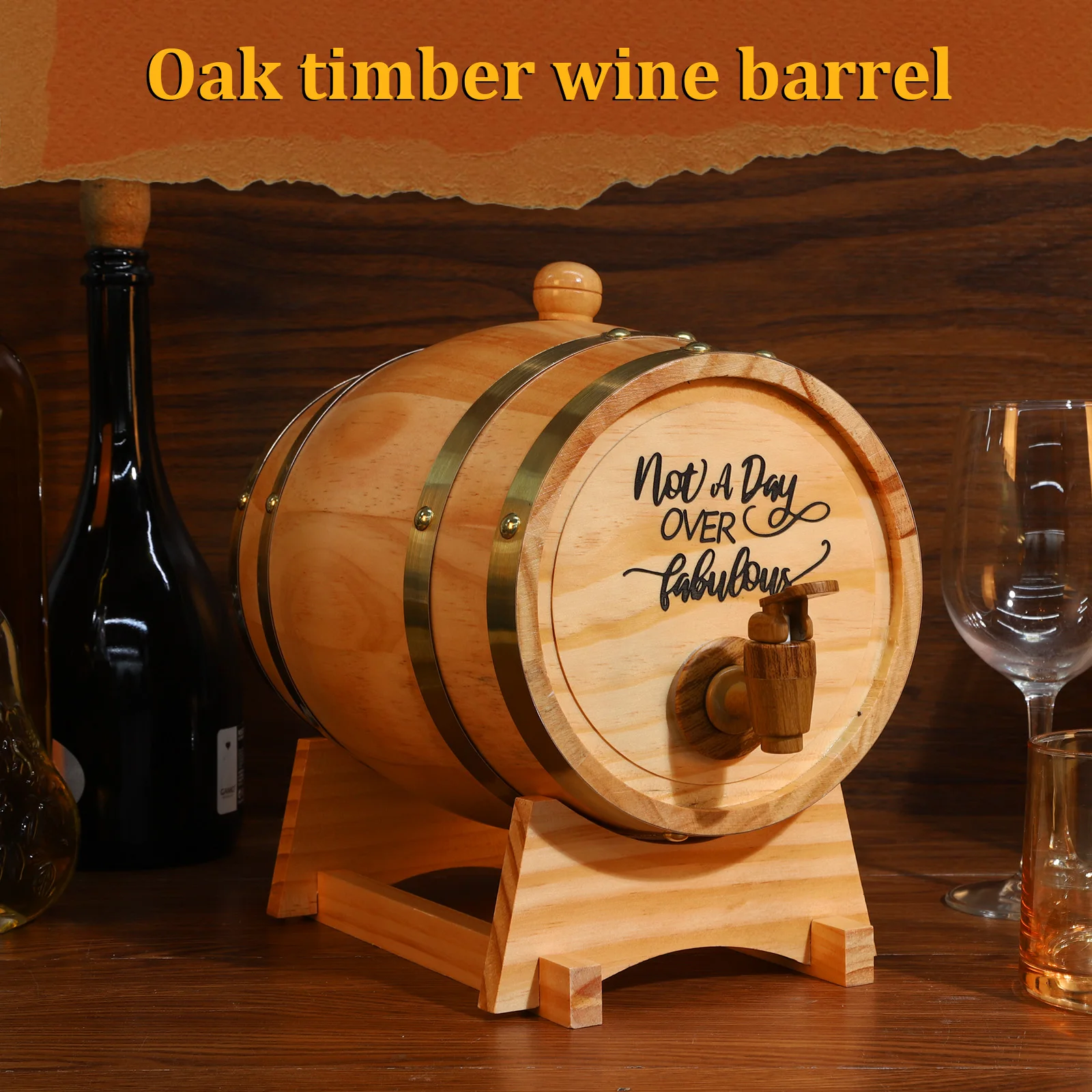 3L Oak Whiskey Barrel With Tap & Stand – For Aging Spirits, Wine Dispenser, Rustic Bar Decor