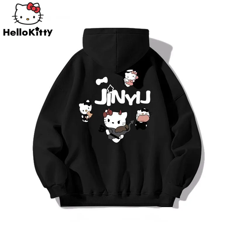 

Sanrio Hello Kitty College Campus Style Hoodie Couple Fashion Oversize Yk2 Japanese Harajuku Hip Hop Streetwear Top 2000s Clothe