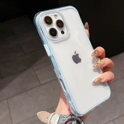 Vibrant Candy Color Clear Phone Case with Airbag Shockproof Protection - iPhone 15 Plus (Blue)