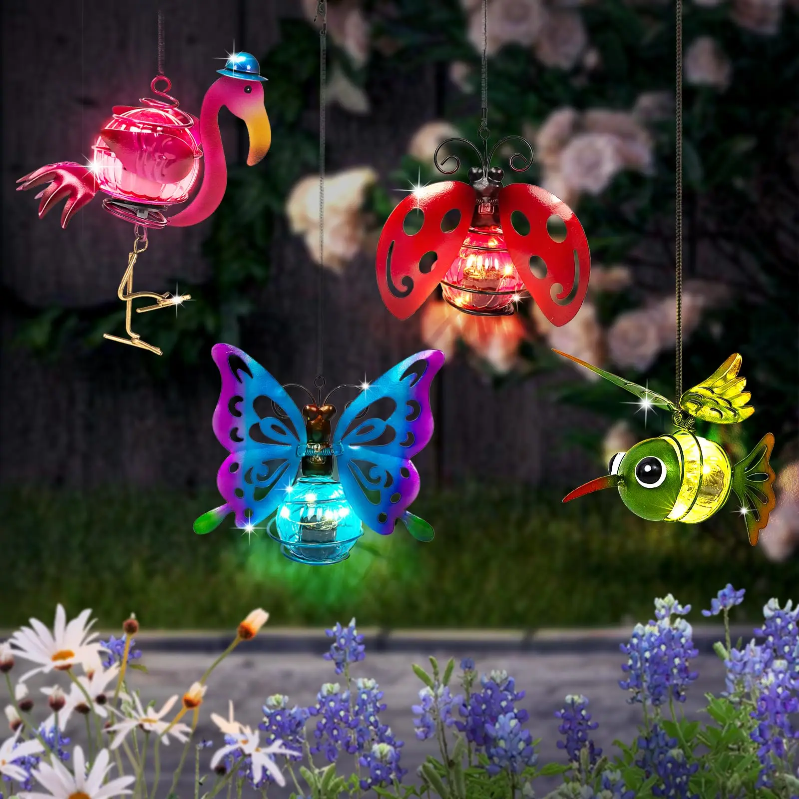 Solar Outdoor Hanging Lantern Solar Powered Animals Insects Lamp