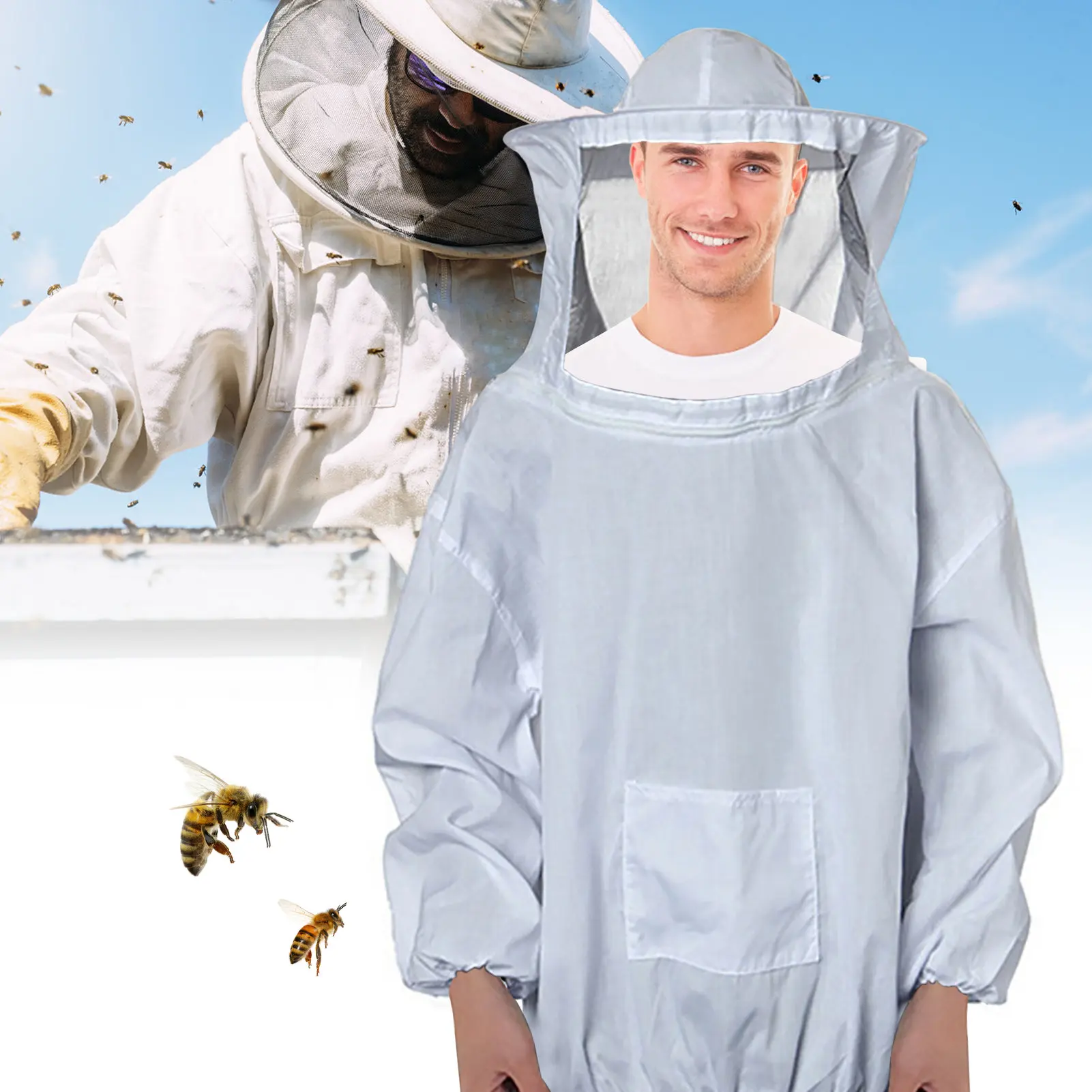 Chaqueta de apicultor, profesional profesional, sombrero de