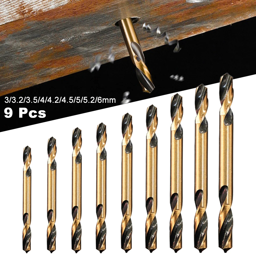 

9pc Double-ended Auger Drill Bit HSS Auger Drill Bit Set For Metal Stainless Steel Wood Drilling 3-6mm Drilling Power Tools