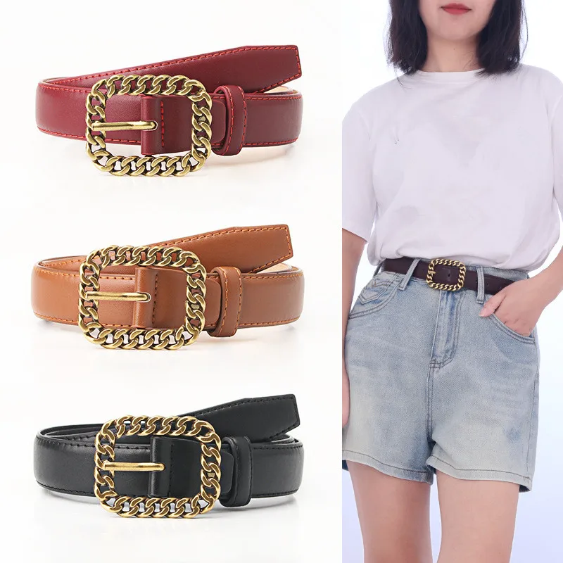

Ремень с квадратной пряжкой Женский, модный декоративный пояс в ретро стиле для платьев и пальто, Роскошный дизайнерский