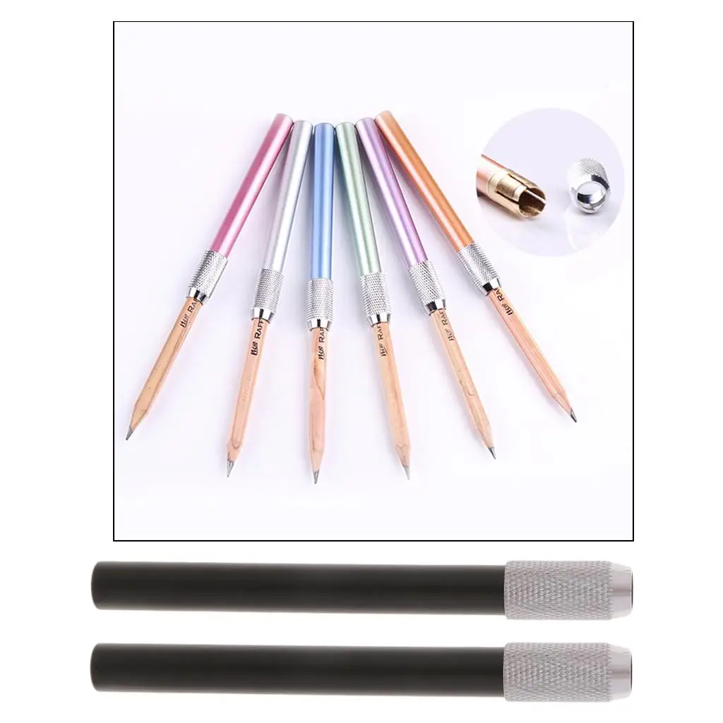 2 Pencil Lengthener Extender Holder Kids Painting Writing Supply