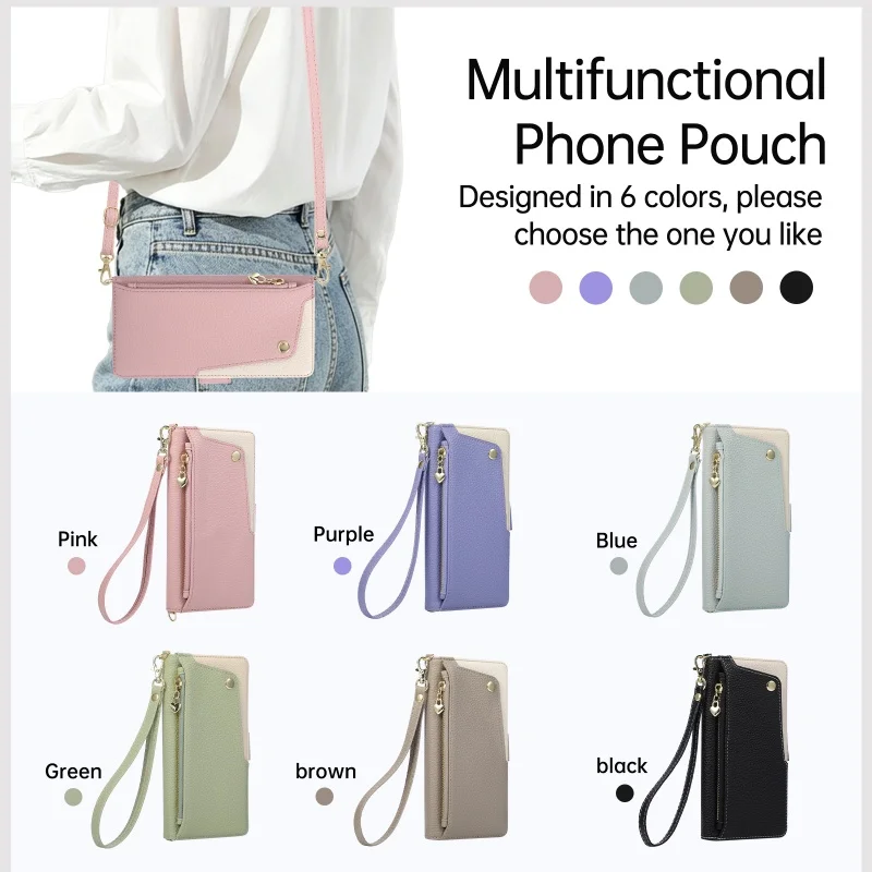 Crossbody Leather Wallet Phone Case with Card Holder Slots