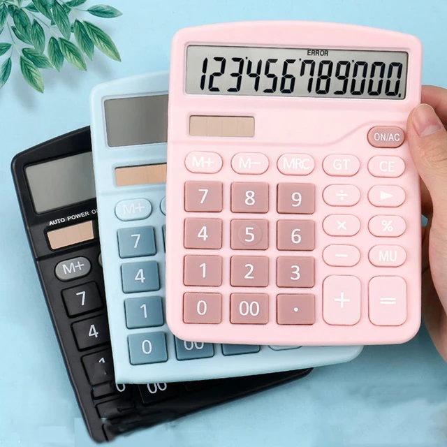 Desktop Calculator Standard Function Calculator with 12-Digit Large LCD Display Solar & Battery Dual Power for Home Basic Office 4