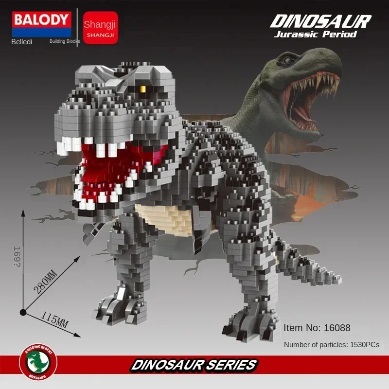 Dinosaur Building Blocks Puzzle Mini Diamond Blocks Dinosaurs Collection Kids Hobby Cartoon Models of Dinosaurs 1500+ pcs BALODY