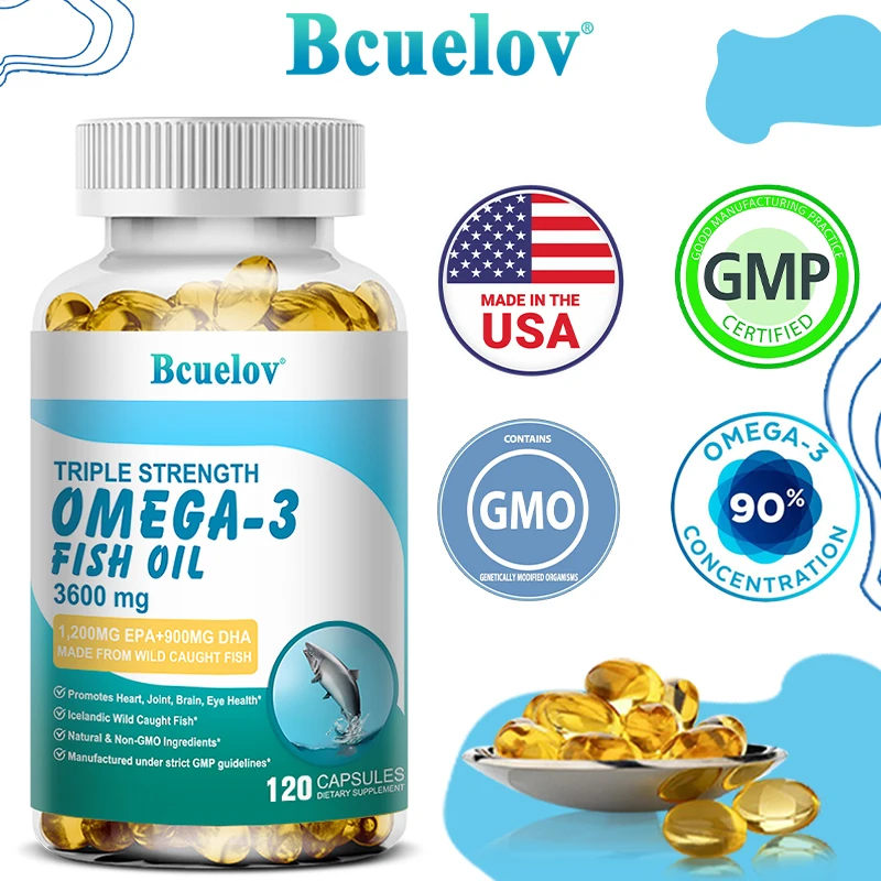 

Bcuelov Omega 3 Deep-sea Fish Oil, Rich in Triglycerides EPA & DHA | Nourishes The Heart, Brain and Joints, Supports Immunity.