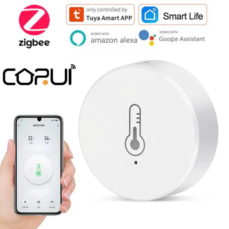 

CoRui Tuya ZigBee Smart Temperature And Humidity Sensor BSmart Home attery Powered ZigBee Smart Home Security Baby Security