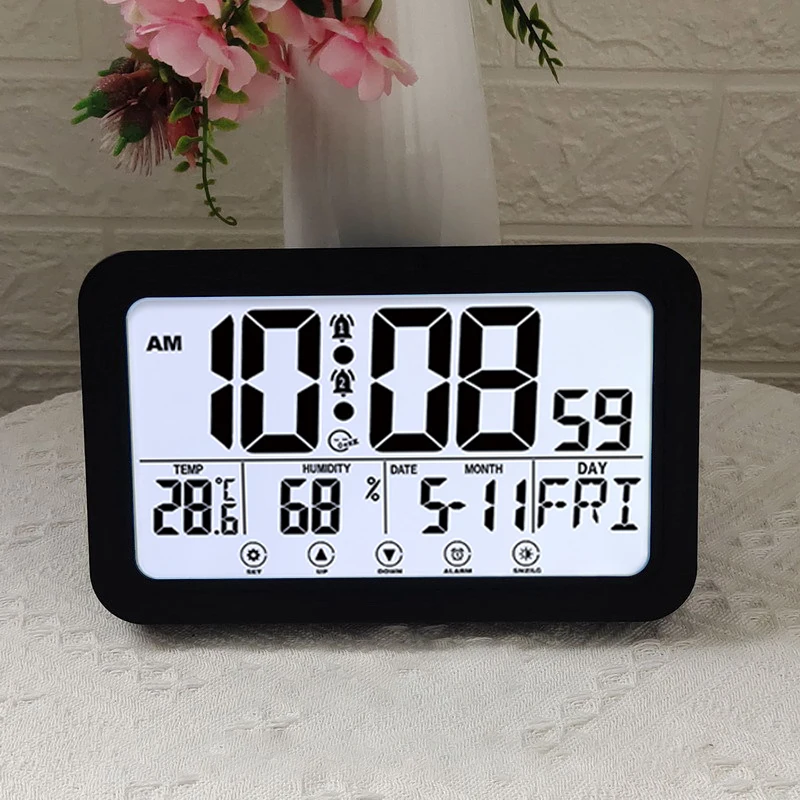 calendário temperatura display medidor umidade termômetro higrômetro eletrônico mesa despertador