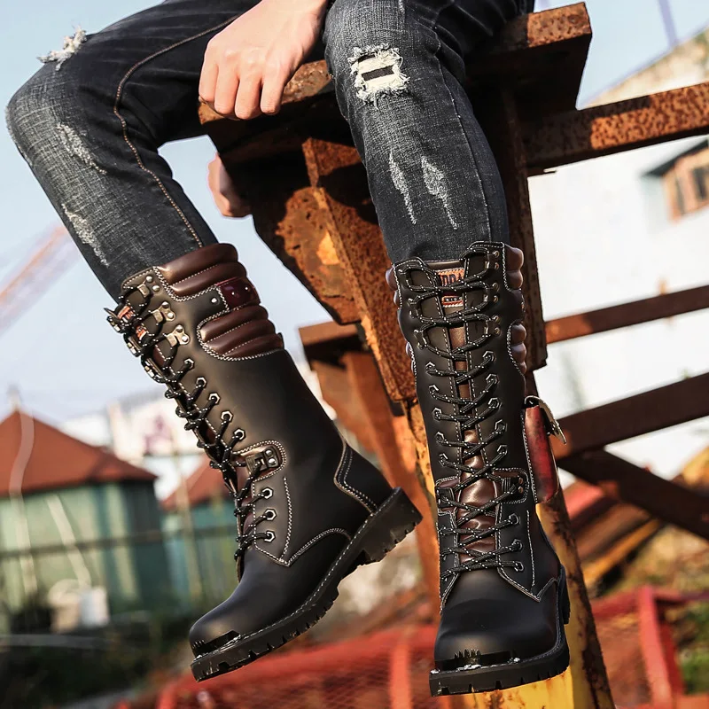 Moto Custom Botas Cuero Moto Hombre Leather Botas Moto Hombre