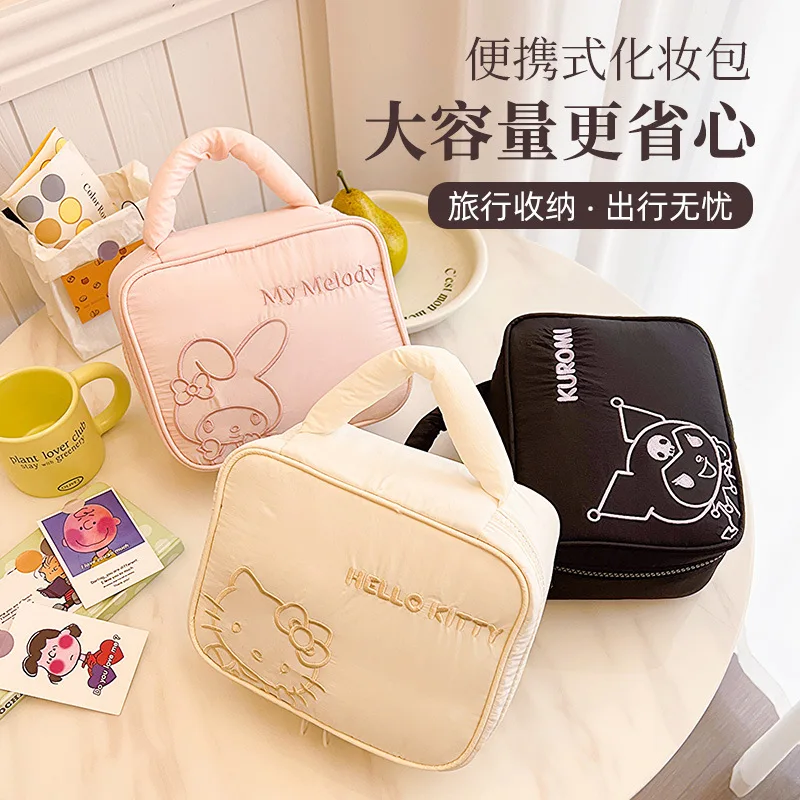 

Sanrio Hello Kitty Kurome Melody Cartoon Down Portable Storage Bag Large Capacity Girly Heart Sundries Cosmetic Bag Storage Bag