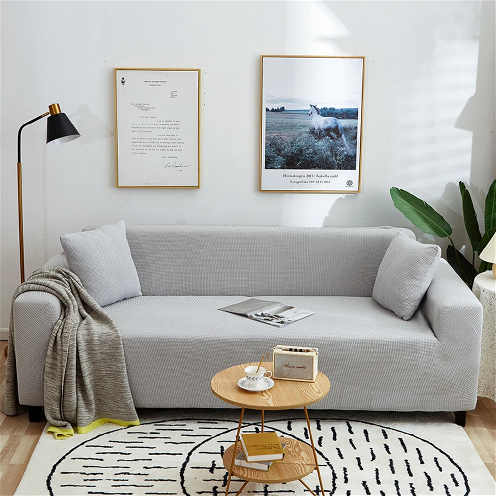 Solid Color All Season Universal Sofa Cover, Nordic Fashion Knitted Elastic All Inclusive Sofa Cover, Dustproof Sofa Pad 6