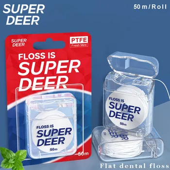 Super Deer 50/150m Fresh Mint Dental Floss Free-Cut,Gentle on Gums,Slides Smoothly,For Braces Office Worker Camping , Oral Care 1