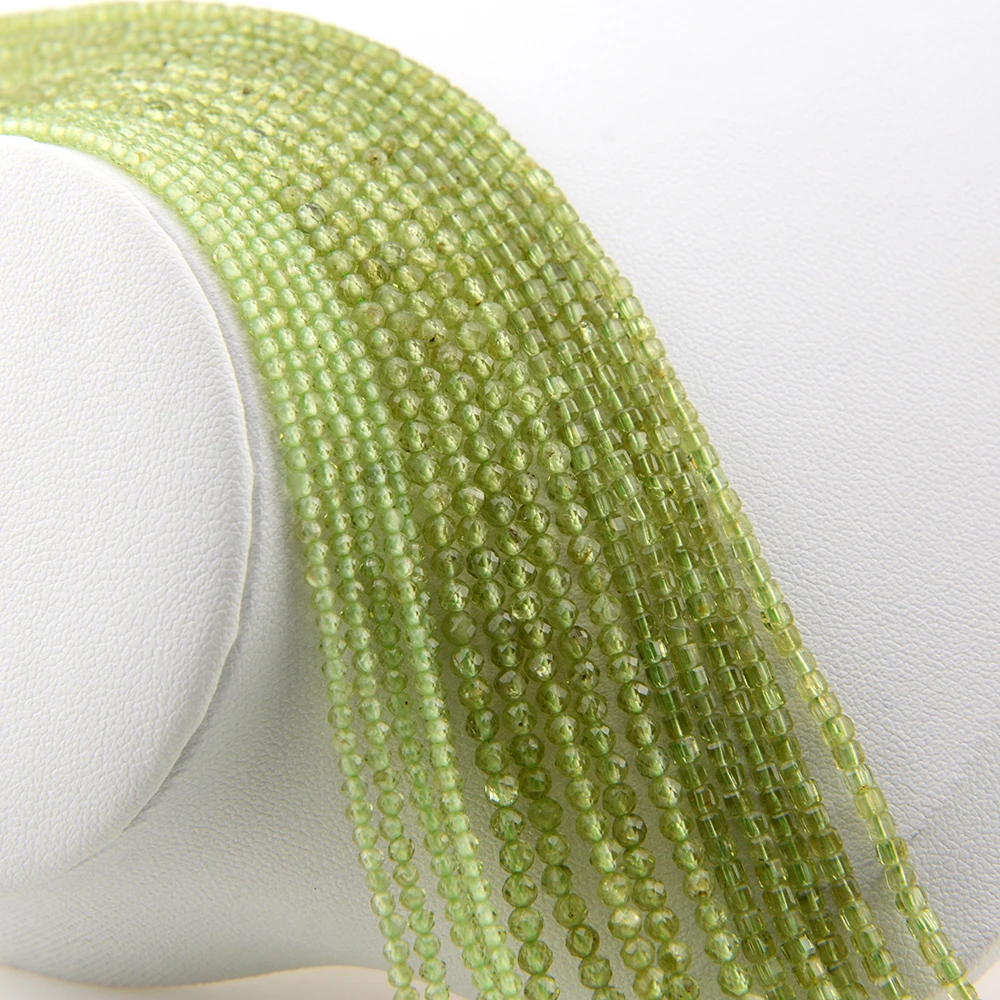Natural Peridot Faceted Round/Cube Beads 2mm,3mm，Fine Jewelry Making, DIY Bracelet And Necklace 5