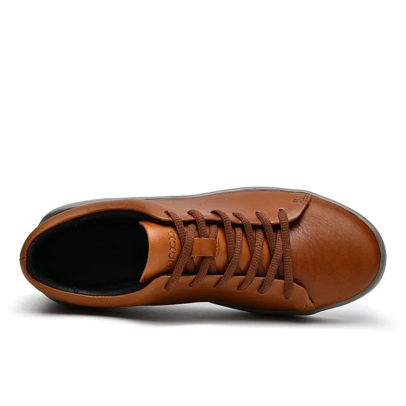 Men's Cowhide Board Shoes Casual Lace Up Comfort Business Shoes Wear-Resistant Sports Anti Slip Walking Men leather shoes anti slip shoes