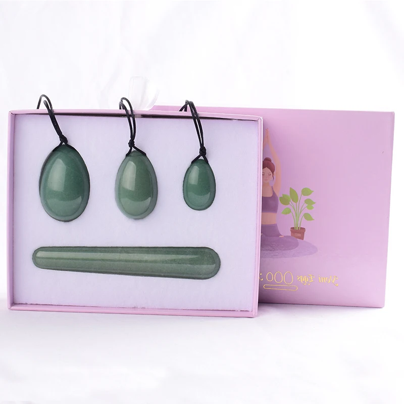 Natural Aventurine Jade Egg Set Drilled Yoni Egg Kegel Exerciser Vaginal Muscle Tightening Massage Healty Care Vaginal Balls