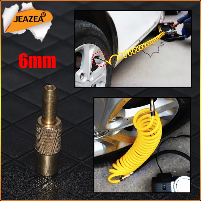 Jeazea Car Auto Brass 6mm Tyre Wheel Tire Air Chuck Inflator Pump Valve