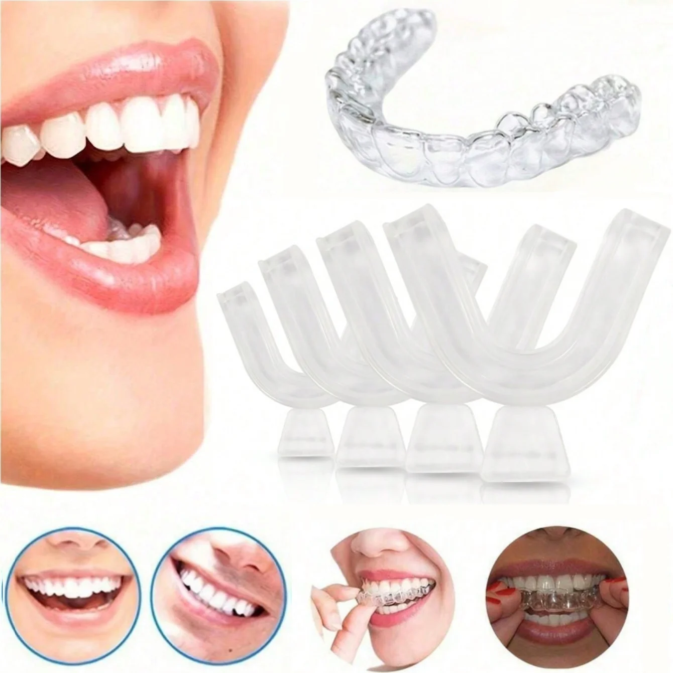 2-6pcs Silicone Braces Teeth Whitening Trays Moldable Sleeping Mouth Guard Prevent Tooth Grinding Teeth Bleaching Cleaning Tools teeth whitening braces,mouth guard,sports mouth guard