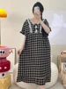 Summer plus Size Obesi Sp Dr Women Loose Thin Casual Cotton Home Clothes Long Sve ort Sve Floral Print V Ne