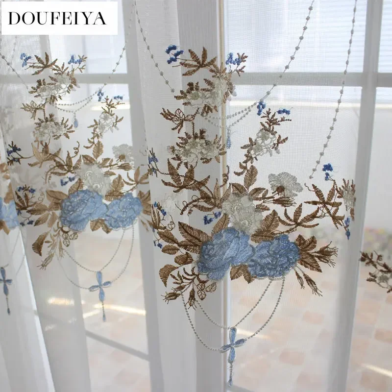 Tulle Sheer Curtains Living Room Lace Embroidered Romantic Princess Window Screen Kitchen European Embroider sheer curtains window curtains decor curtains embroidered curtains lace curtains window screen