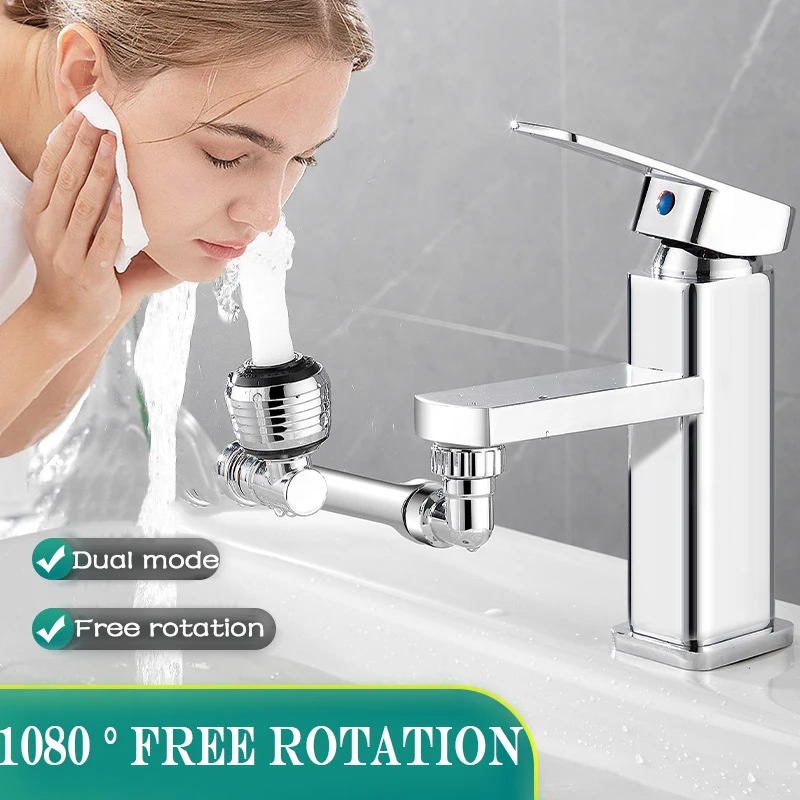 

1080° Universal Rotation Faucet Sprayer Head Dual Mode Washbasin Kitchen Robot Arm Extension Faucets Aerator Bathroom Accessory