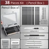 27/38/47pcs Drawing Pencils Sketch Box Set Sketching Kit Pro Art Sketch Supplies Charcoals Kneaded Eraser Extender Pencil Case 5