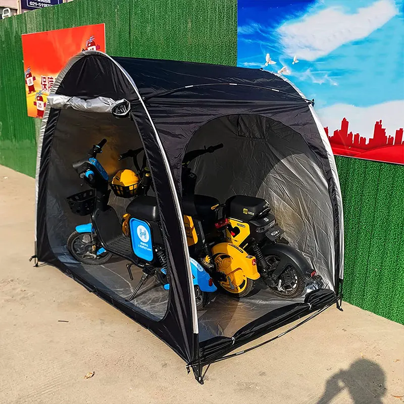 Bike Storage Shed Two Doors Can Store 3-4 Bicycles Oxford Fabric Material with Multi Tool and 2pcs Combination Lock