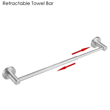 ราวแขวนผ้าเช็ดตัวเดี่ยวแบบปรับความยาวได้ ทำจากสแตนเลส (15 นิ้ว-25 นิ้ว) ติดผนัง ป้องกันสนิม 1