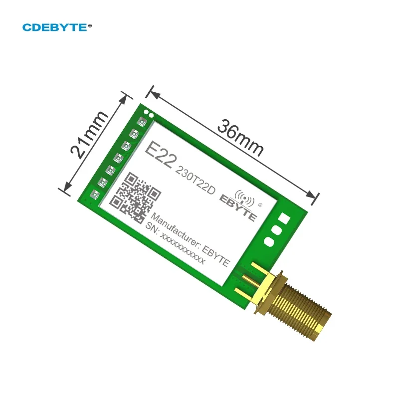 CDEBYTE E22-230T22D IoT LoRa Wireless RF Module 22dBm Long Range 5km UART Radio Frequency TTL SMA-K Antenna DIP 230MHz