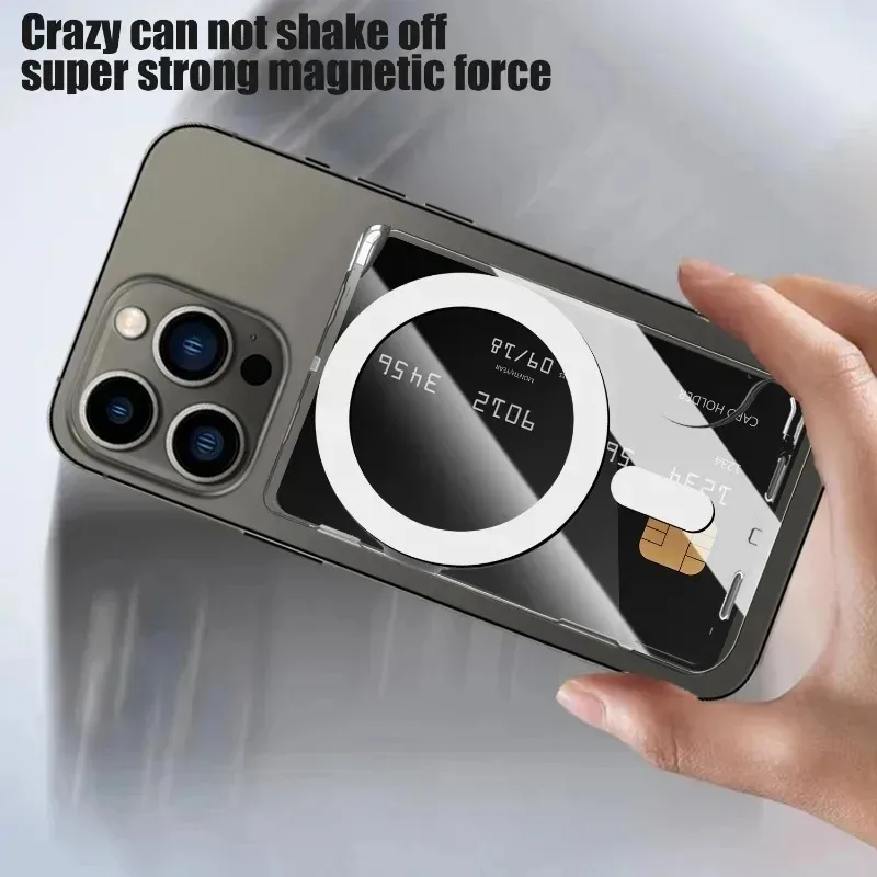 Magnetic Clear Wallet Card Holder with Back Magnet and Card Slots Cover Sleeve