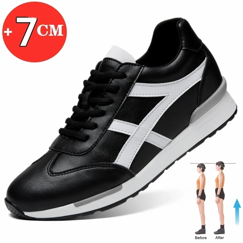 

Sport Shoes Lift Men's Sneakers Loafers Invisible Inner Height Increased 7cm Men's Shoes Lace Up Casual Elevator Shoes Chunky
