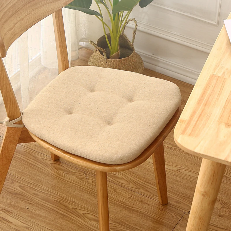 Summer Dining Chair Cushion Thickened Cotton Linen Breathable Cushion Student Horseshoe-shaped Chair Cushion Home Supplies 3