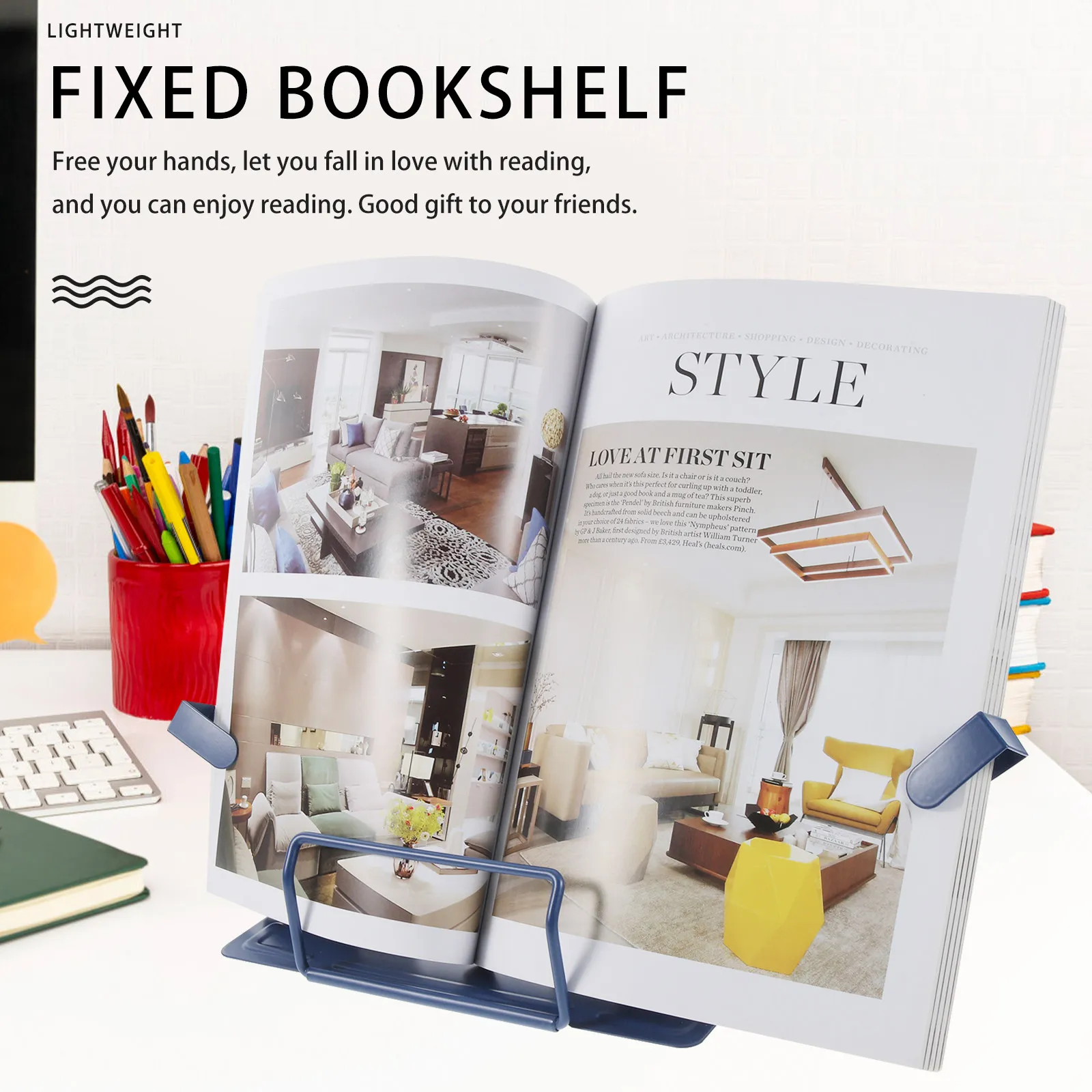 개폐식 금속 책 스탠드 학생을위한 경량 휴대용 독서 홀더 데스크탑 랙 조정 가능한 레시피 북 홀더 주방